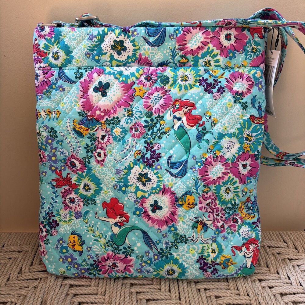 Vera Bradley Disney Little Mermaid Triple Zip Hipster Crossbody Ariel Floral NWT